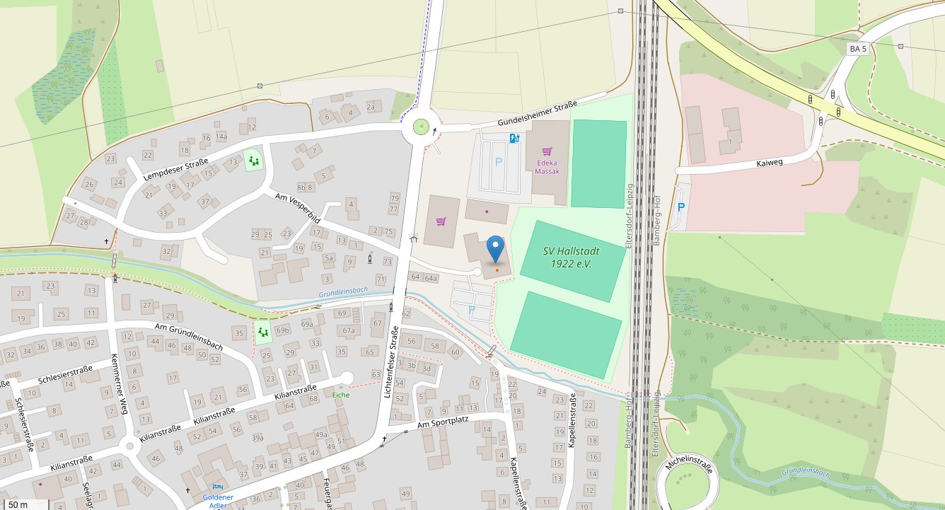 Anfahrtskarte: Zahnzeit, Am Sportplatz 26B, 96103 Hallstadt